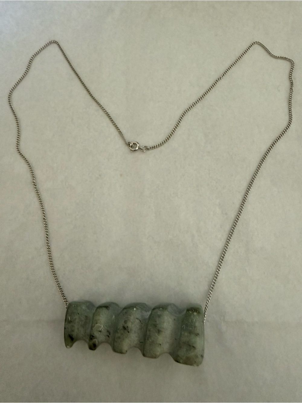 Soap stone necklace with silver necklace